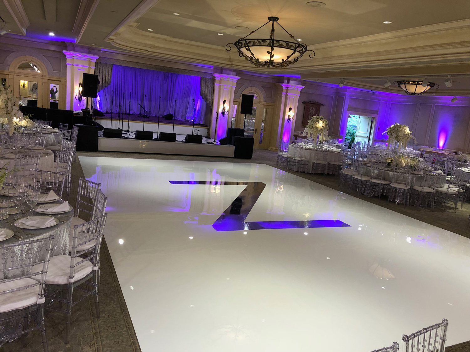 White Dance Floor Rental With Monogram Long Island Nyc Westchester